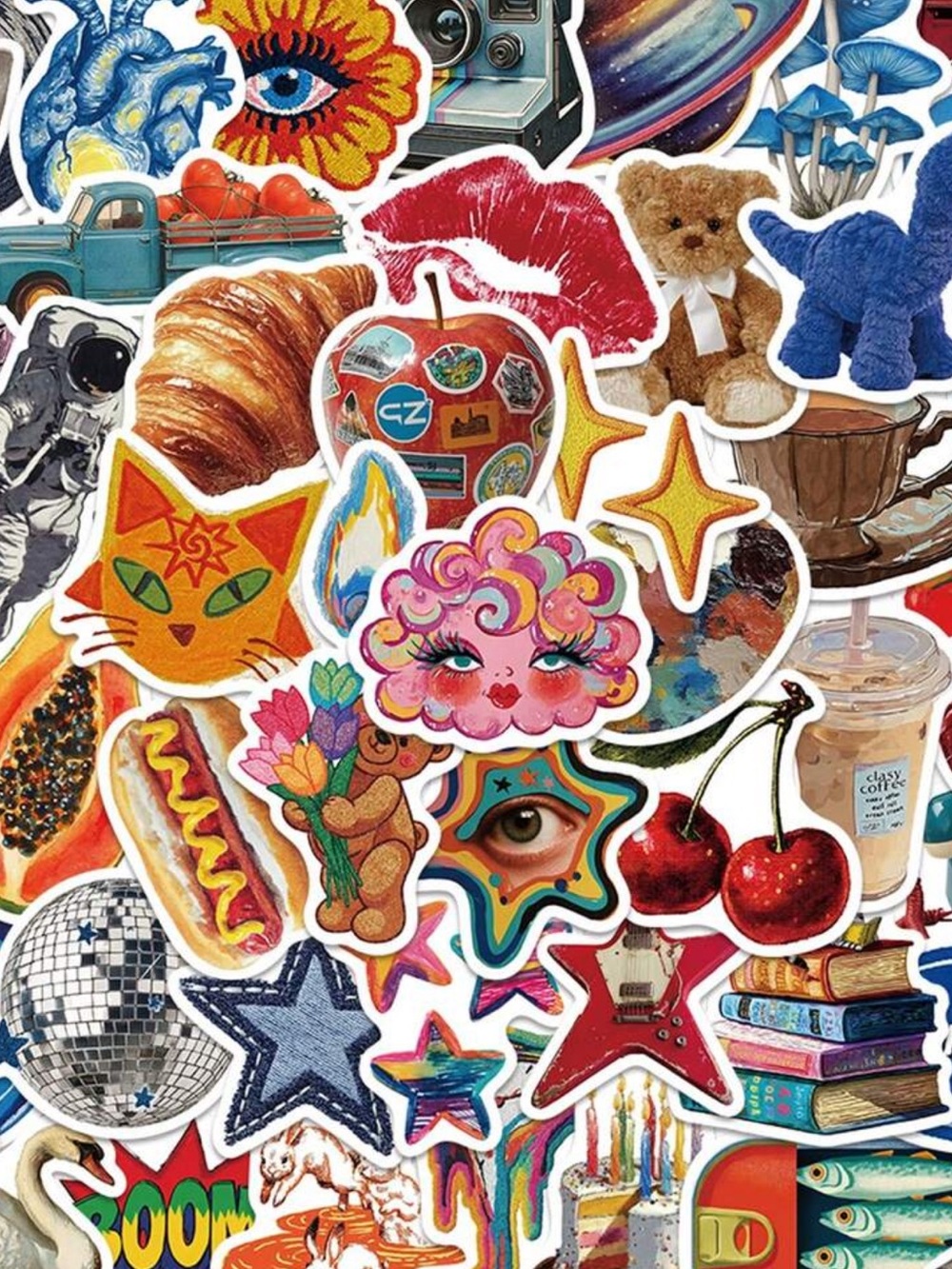 50pcs Vintage Y2K Sticker Aesthetic Watercolor Decals